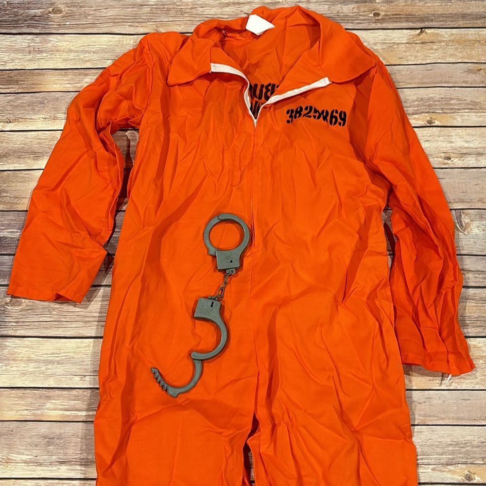 Boys Got Busted Halloween 🎃 costume with plastic cuffs size 12/14 - Picture 4 of 4
